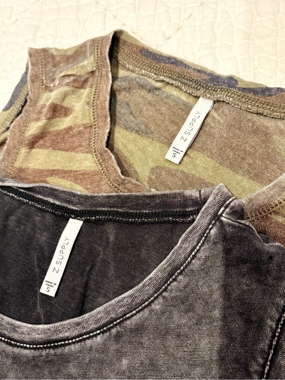 Z Supply Women's Washed Black Muscle Tank & Olive Camo Tank Duo - Picture 4 of 6